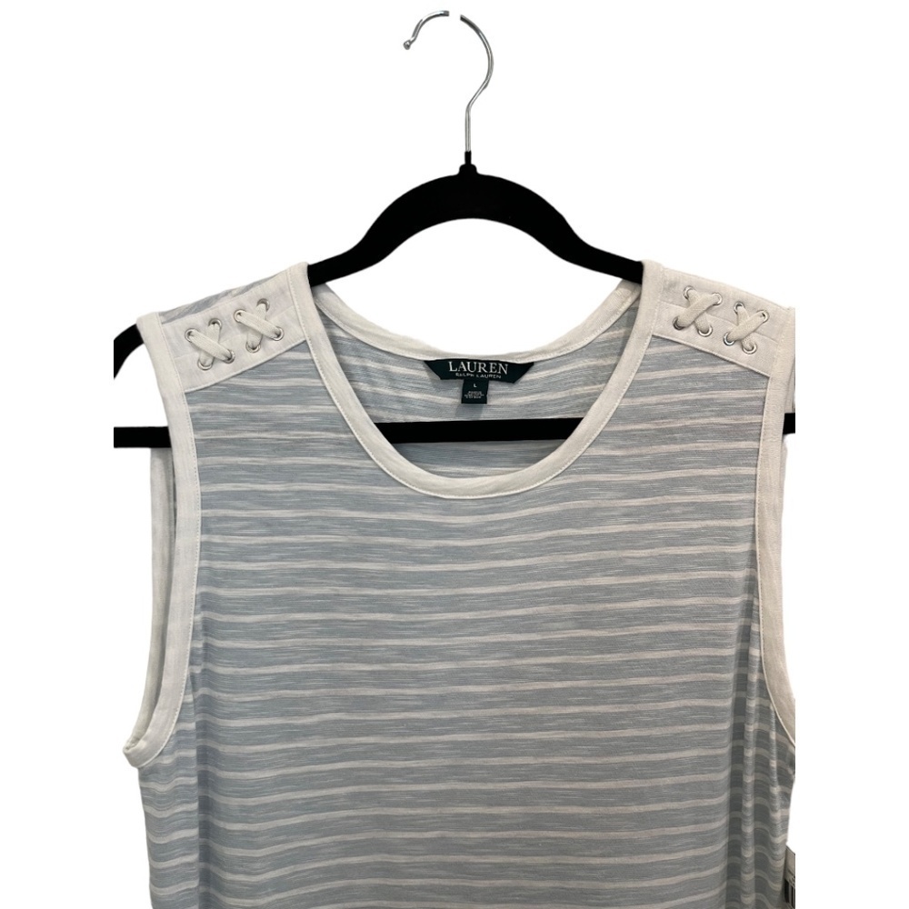 Ralph Lauren Blue White Striped Sleeveless Fit & Flare Mermaid Dress Size L NWT - Picture 5 of 5